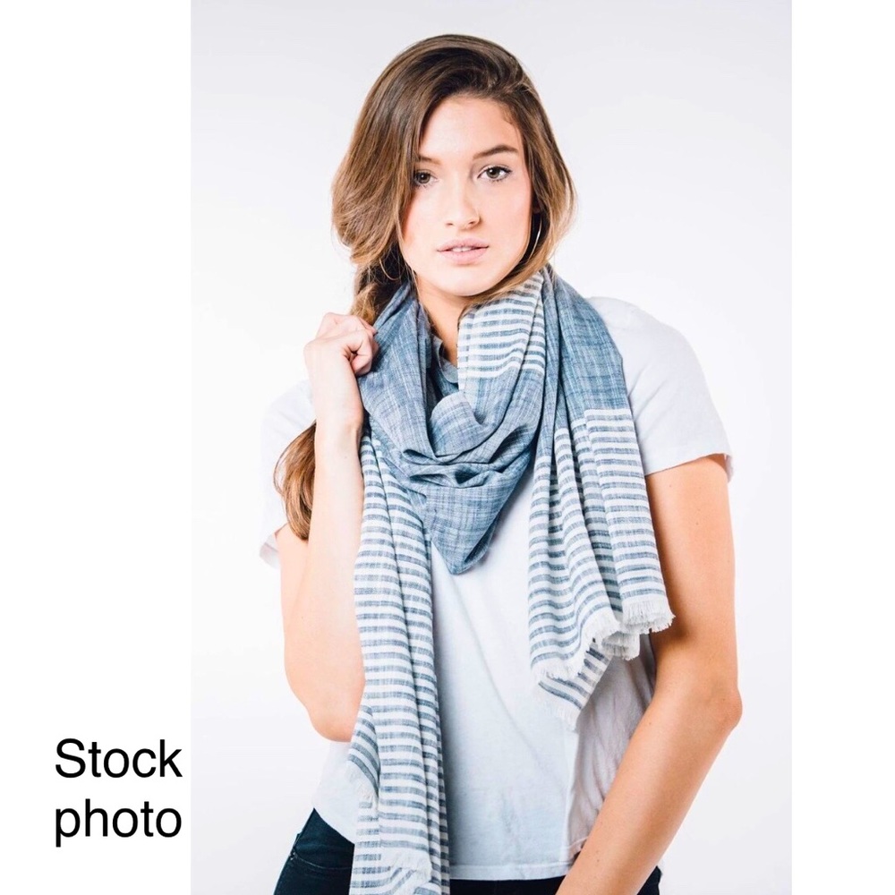 BLOOM AND GIVE GREY/BLUE COTTON SCARF